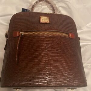 Dooney & Bourke Leather Bag pack made from embossed calfskin leather in chestnut